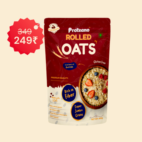 Proteano Premium Jumbo Rolled Oats - 900g | 100% Whole Grain | Gluten-Free & Heart Healthy