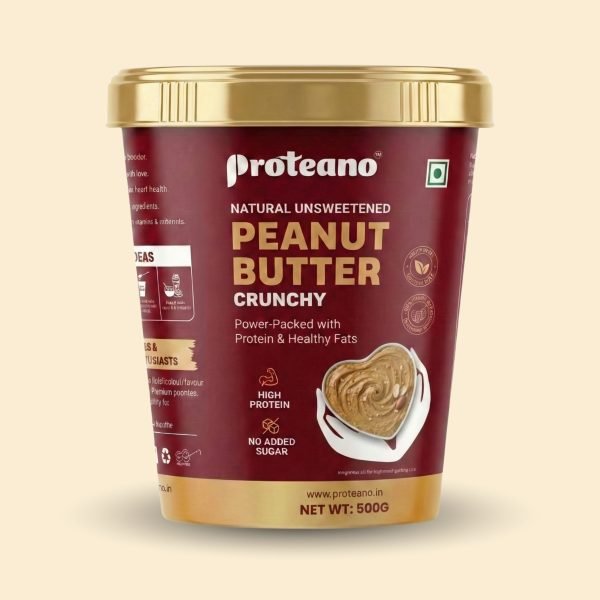 Proteano Natural Peanut Butter Crunchy 500g | Extra Crunch | High Fiber & Protein