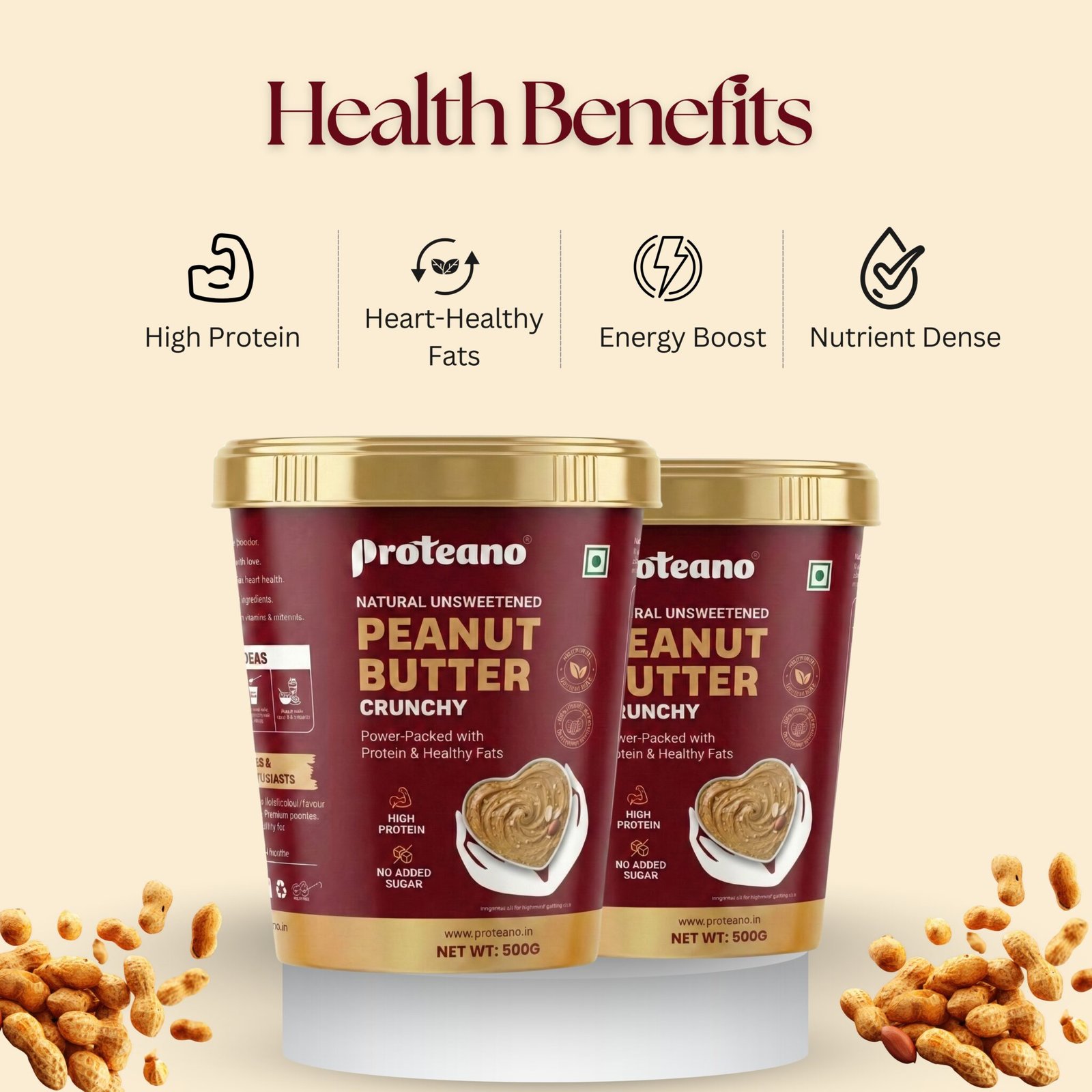 BUY @819₹ 1.8kg Rolled Oats & 1kg Peanut Butter Combo - proteano